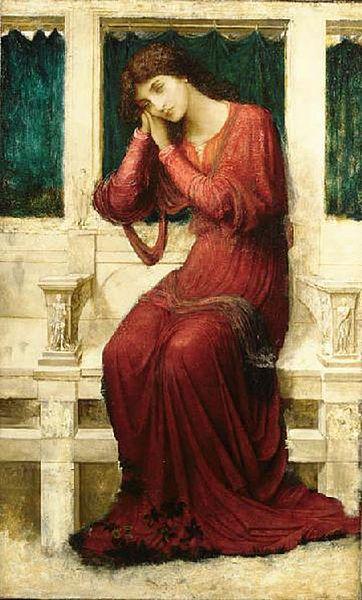 John Melhuish Strudwick When Sorrow comes to Summerday Roses bloom in Vain oil painting image